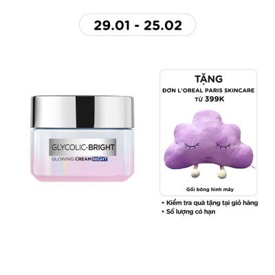 L'OREAL PARIS Kem Dưỡng Ban Đêm L'Oreal Paris Sáng Da Glycolic Bright Glowing Cream Night 50ml
