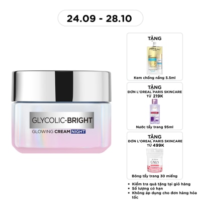 L'OREAL PARIS Kem Dưỡng Ban Đêm L'Oreal Paris Sáng Da Glycolic Bright Glowing Cream Night 50ml image