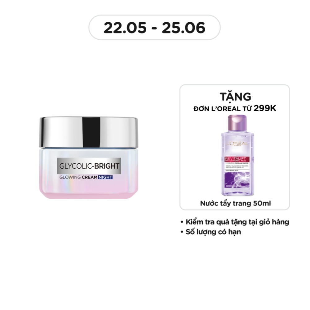 Kem Dưỡng Ban Đêm L'Oreal Paris Sáng Da Glycolic Bright Glowing Cream Night 50ml