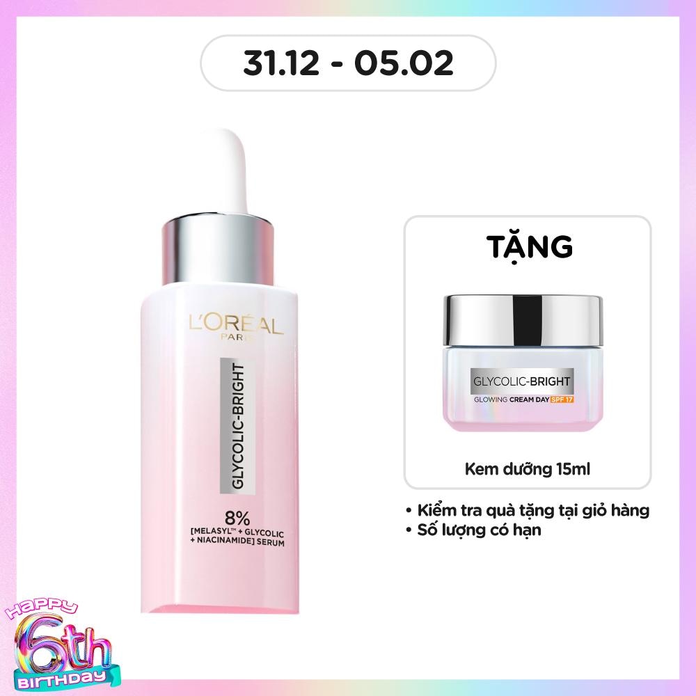 Tinh Chất L'Oreal Paris Dưỡng Sáng Da Glycolic-Bright Anti-Dark Spot Brightening Serum 30ml