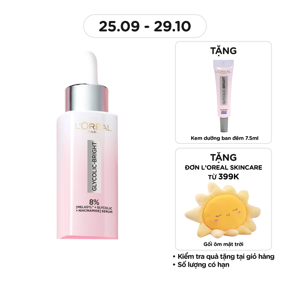 Tinh Chất L'Oreal Paris Dưỡng Sáng Da Glycolic-Bright Anti-Dark Spot Brightening Serum 30ml
