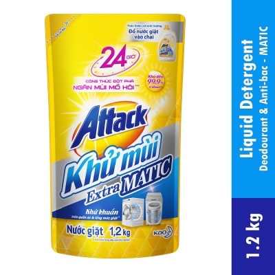 ATTACK Nước Giặt Attack Khử Mùi Extra Matic Dành Cho Giặt Máy 1.2kg