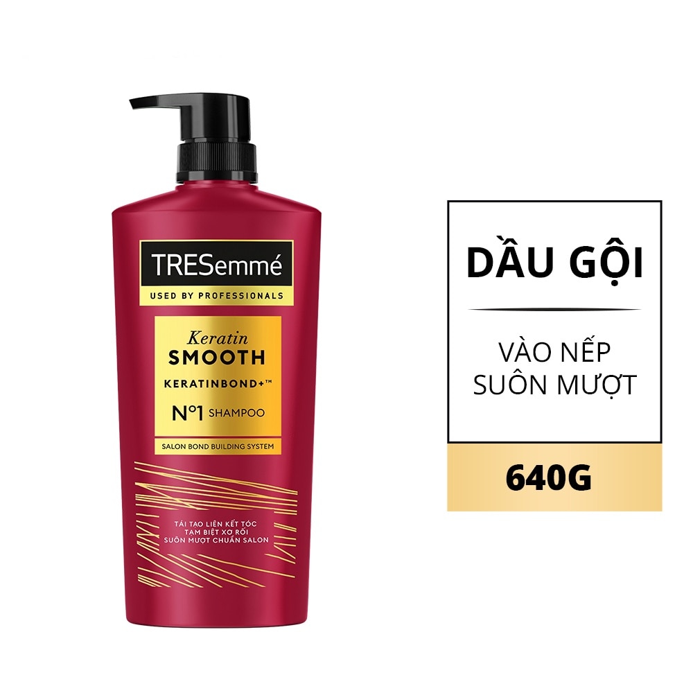 Dầu Gội Tresemmé Keratin Smooth Tinh Dầu Argan & Keratin Vào Nếp Suôn Mượt 640g