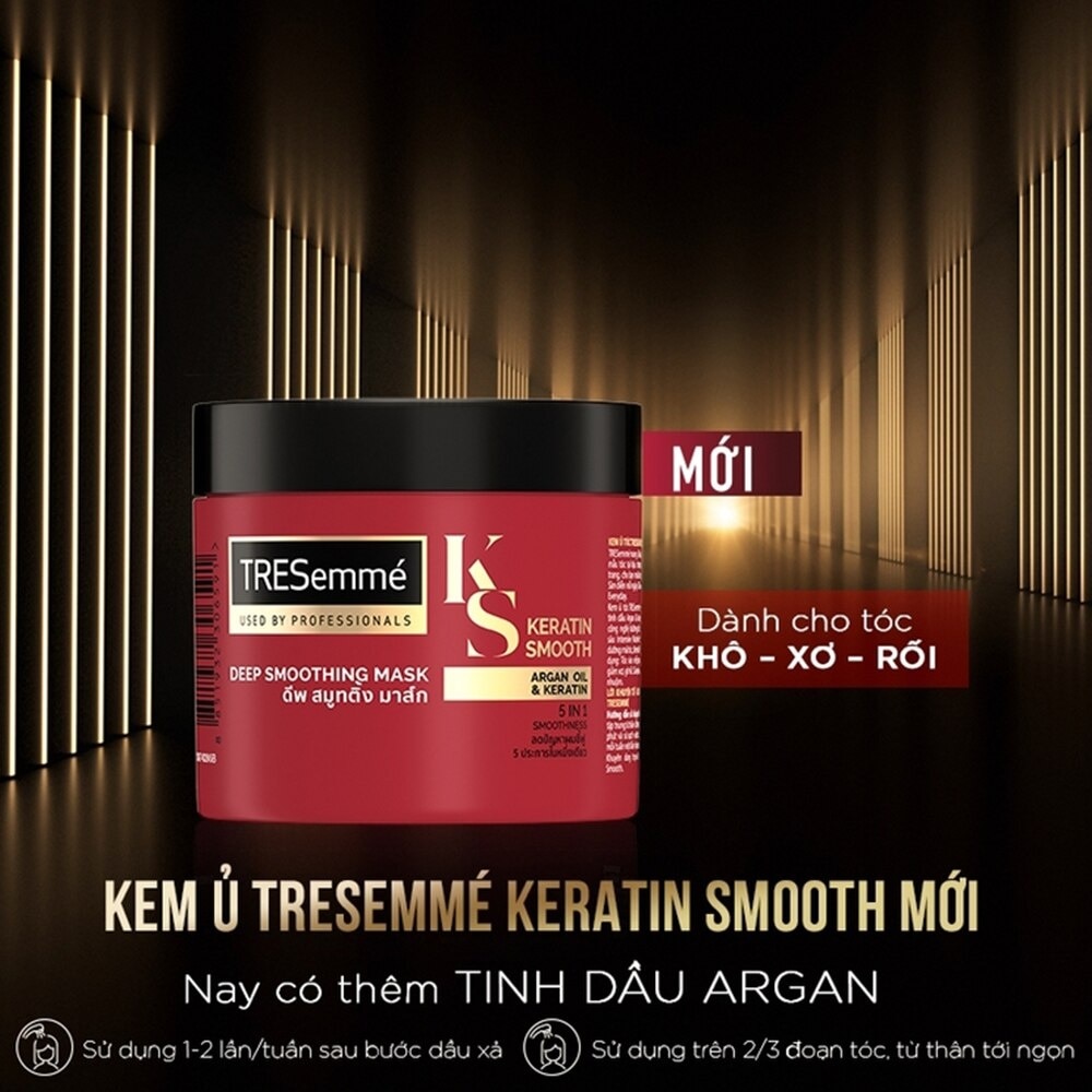 Kem Ủ Tresemmé Keratin Smooth Tinh Dầu Argan & Keratin Vào Nếp Suôn Mượt 180ml