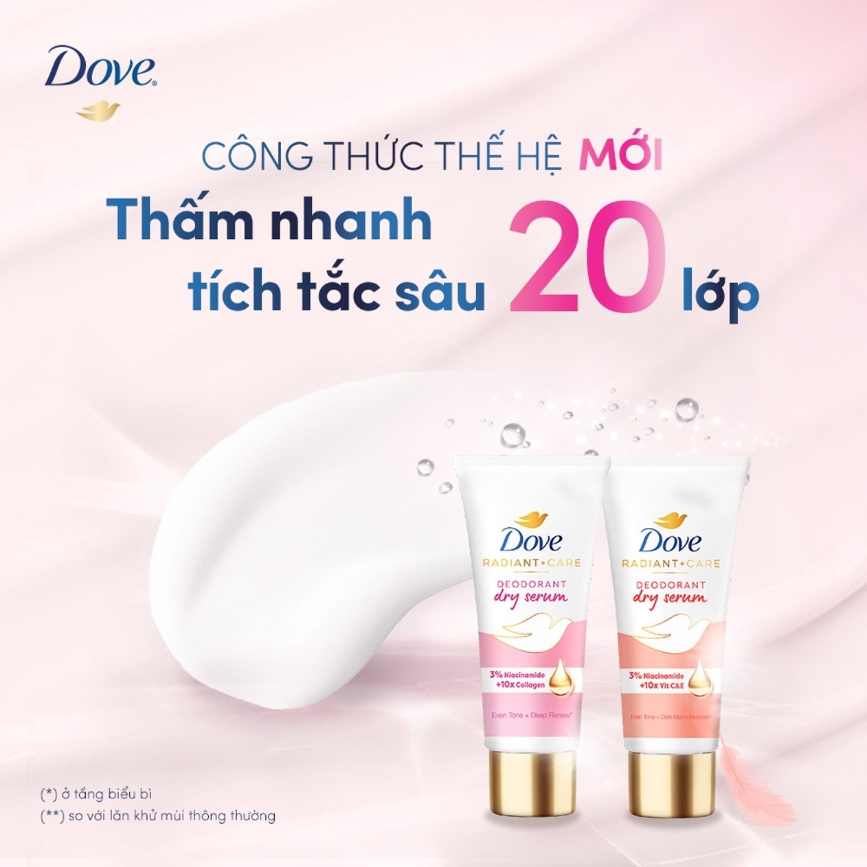 Kem Khử Mùi Dove Dry Serum Collagen & Vitamin B3 Sáng Mịn Đều Màu 40ml