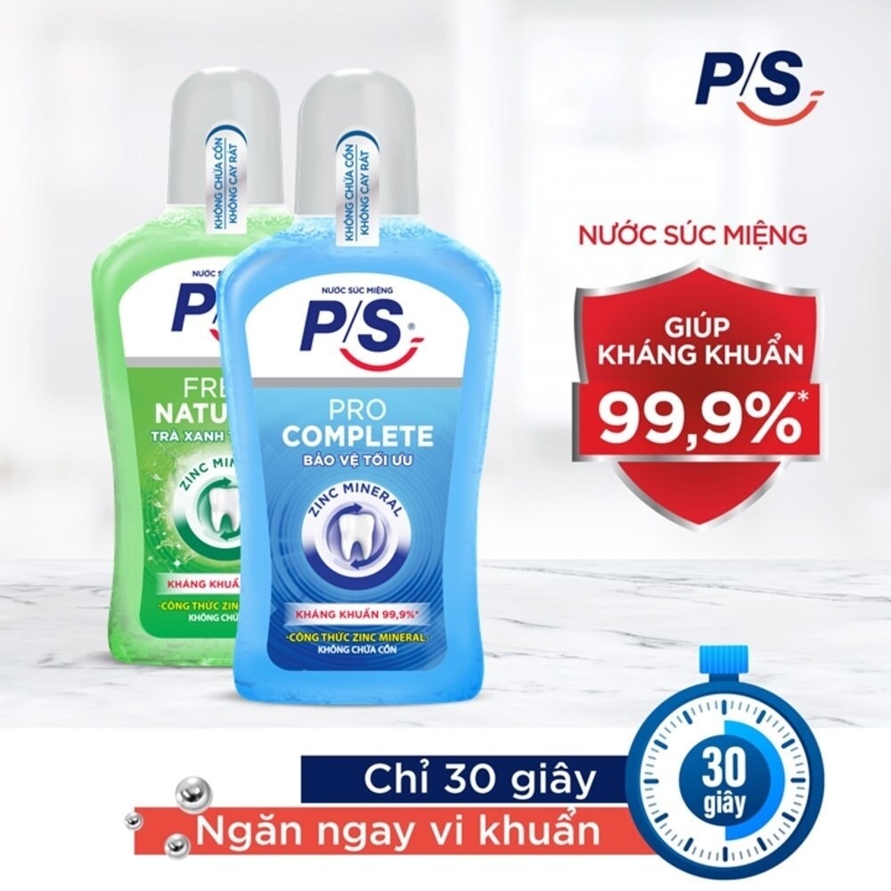 Nước Súc Miệng P/S Fresh Naturals Hơi Thở Thơm Mát & Kháng Khuẩn 500ml