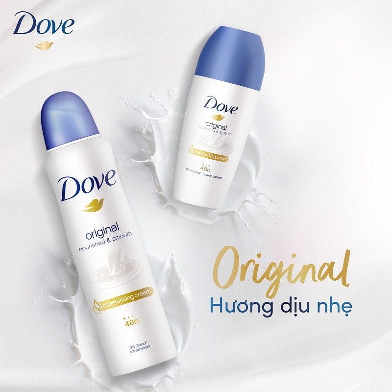 Xịt Khử Mùi Dove Original Hương Dịu Nhẹ Dưỡng Da Sáng Mịn 135ml