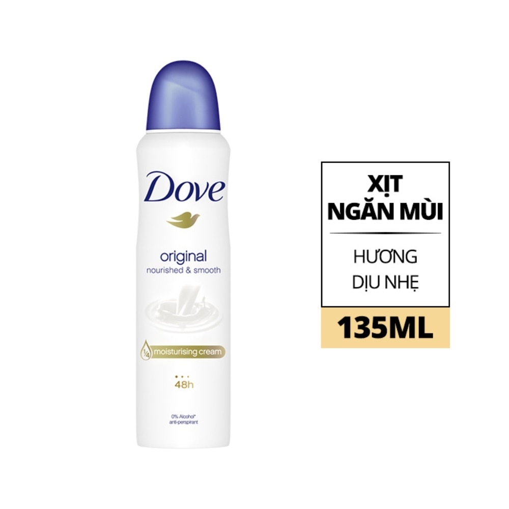 Xịt Khử Mùi Dove Original Hương Dịu Nhẹ Dưỡng Da Sáng Mịn 135ml