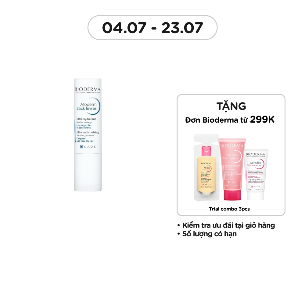 Son Dưỡng Bioderma Cho Môi Khô Nứt Nẻ & Tổn Thương Atoderm Stick Levres 4g