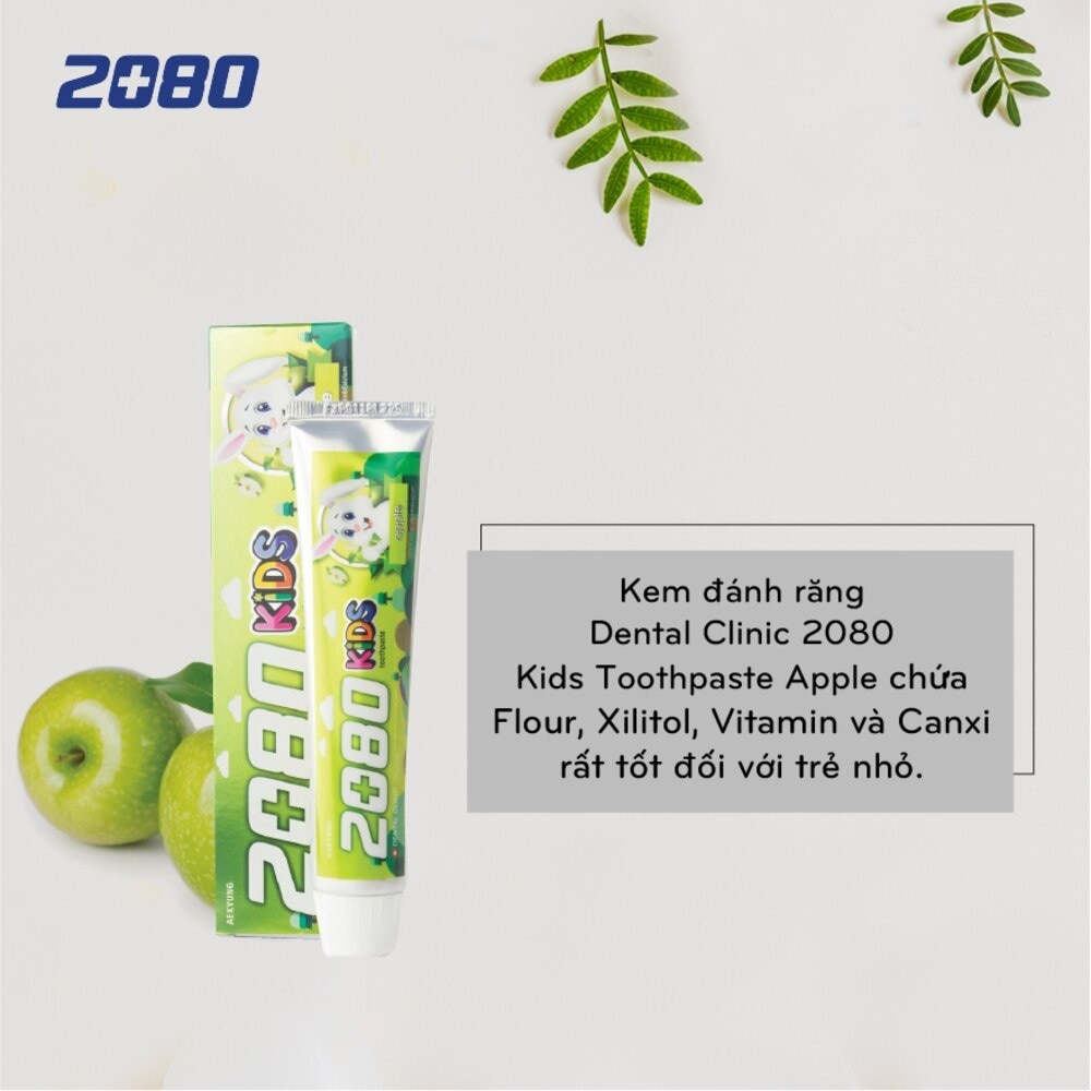 Kem Đánh Răng Dental Clinic 2080 Kids Apple Tinh Chất Hương Táo Dành Cho Trẻ Em 80g