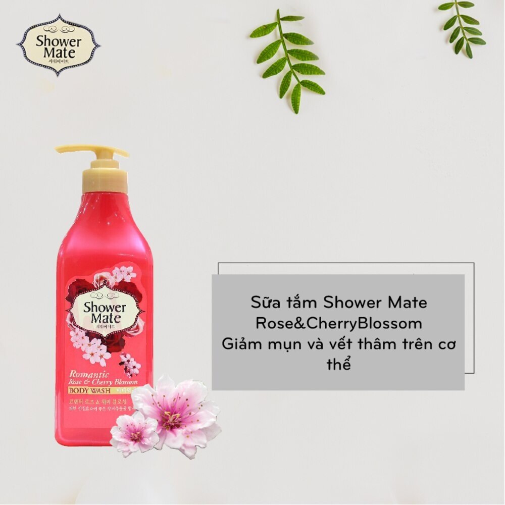 Sữa Tắm Showermate Rose & Cherry Blossom Tinh Chất Hoa Hồng & Hoa Đào Ngăn Ngừa Mụn và Thâm Nám 550g