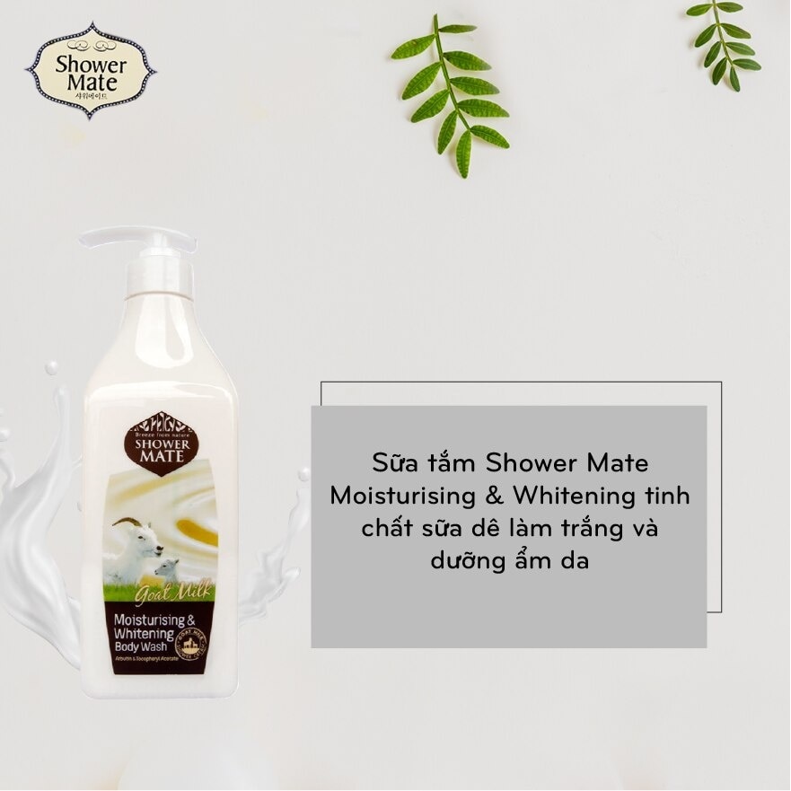 Sữa Tắm Showermate Goal Milk Moisturising & Whitening Tinh Chất Sữa Dê Làm Trắng & Dưỡng Ẩm Da 550ml