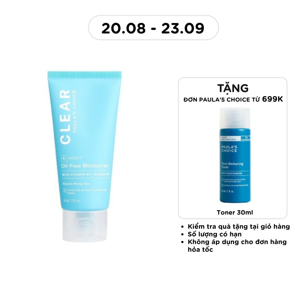 Kem Dưỡng Đêm Paula's Choice Không Chứa Dầu Clear Oil-Free Moisturizer Dành Cho Da Dầu, Mụn 60ml image