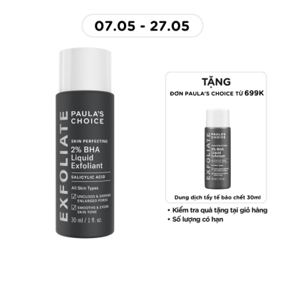 PAULA'S CHOICE - Dung Dịch Paula's Choice Loại Bỏ Tế Bào Chết Chứa 2% BHA Skin Perfecting Liquid Exfoliant 30ml