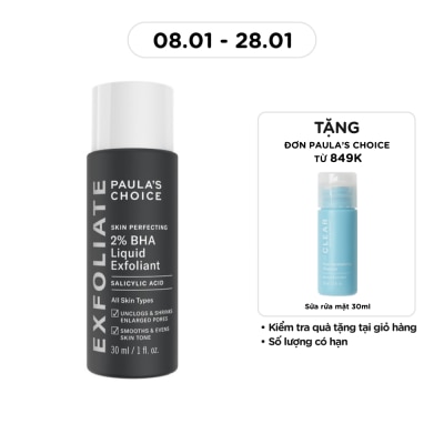 PAULA'S CHOICE Dung Dịch Paula's Choice Loại Bỏ Tế Bào Chết Chứa 2% BHA Skin Perfecting Liquid Exfoliant 30ml