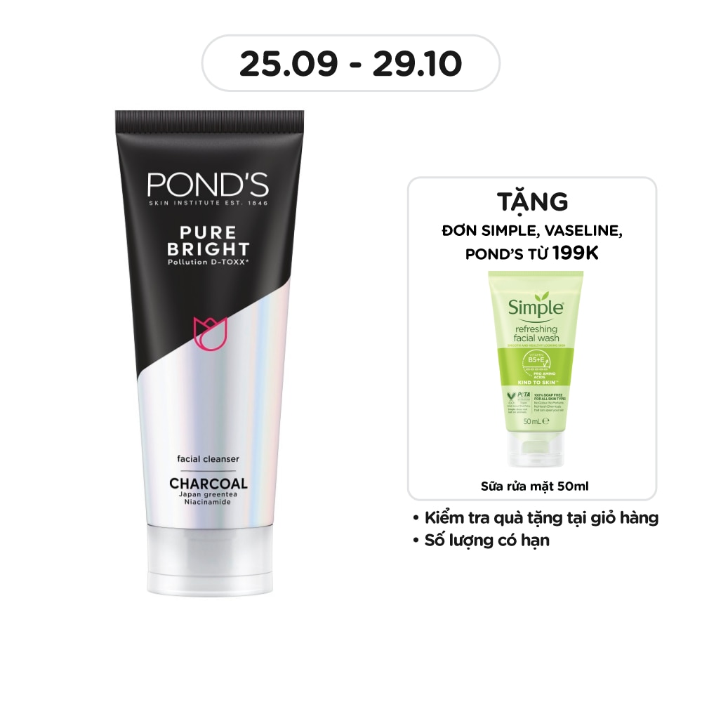 Sữa Rửa Mặt Pond's Pure Bright Sáng Da Sạch Sâu 100g