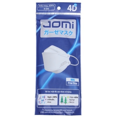 JOMI Khẩu Trang Jomi 4D Free Size Chống Khói Bụi 5 Chiếc/Túi