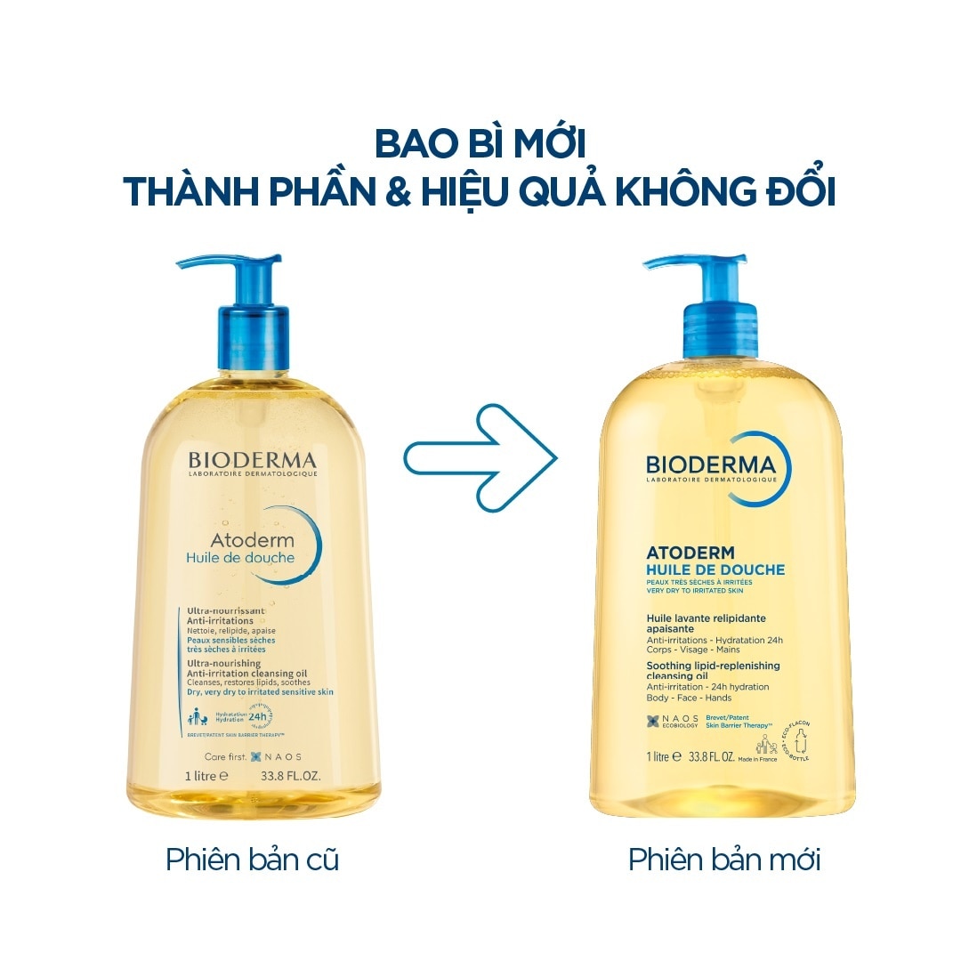 Dầu Tắm Bioderma Làm Sạch, Làm Dịu Và Dưỡng Ẩm Cho Da Khô, Da Nhạy Cảm Atoderm Huile De Douche 1L
