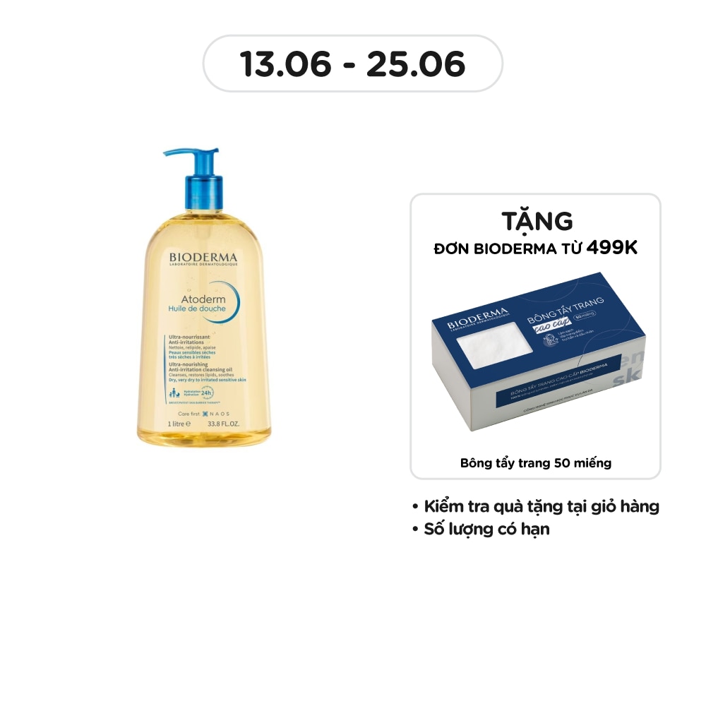 Dầu Tắm Bioderma Làm Sạch, Làm Dịu Và Dưỡng Ẩm Cho Da Khô, Da Nhạy Cảm Atoderm Huile De Douche 1L