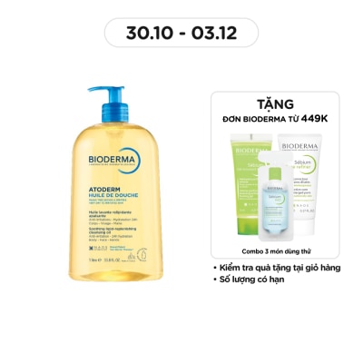 BIODERMA Atoderm Huile De Douche Shower Gel Soothes and Moisturizes Dry, Sensitive Skin 1l