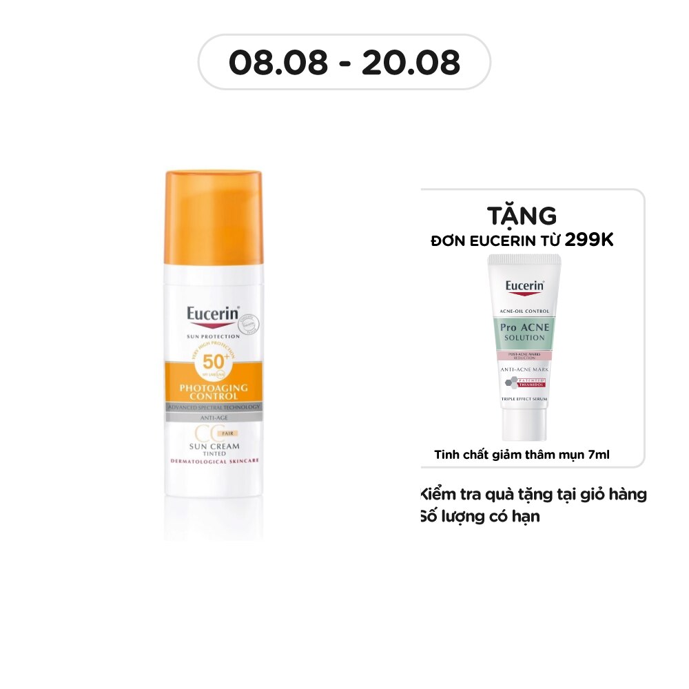 Kem Chống Nắng Eucerin Tông Màu Tự Nhiên Làm Đều Màu Da CC Sun Cream SPF50+ 50ml