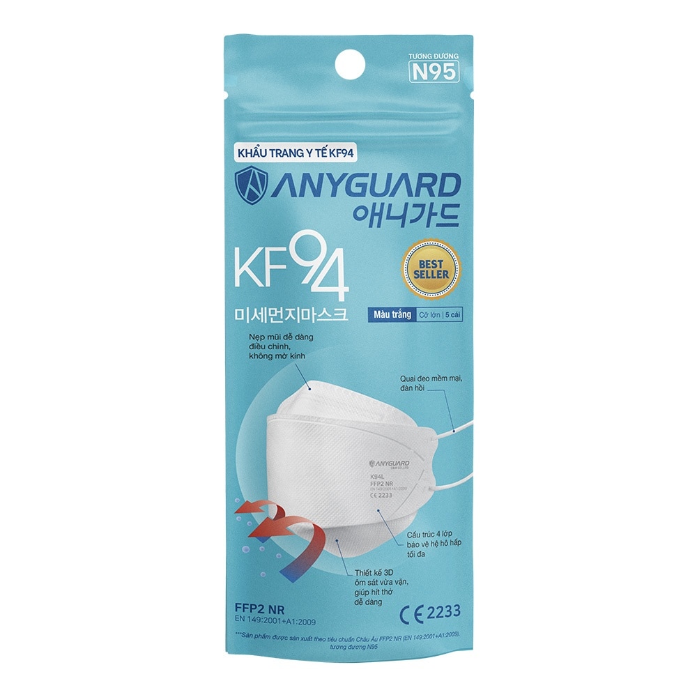 KF94 FFP2 White Mask 5pcs/pack (Adult)