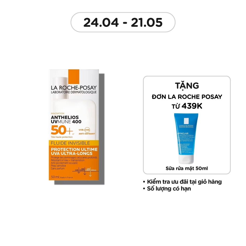 Sữa Chống Nắng La Roche-Posay Mỏng Nhẹ Bảo Vệ Da Tối Ưu Anthelios UVMune 400 SPF50+ 50ml
