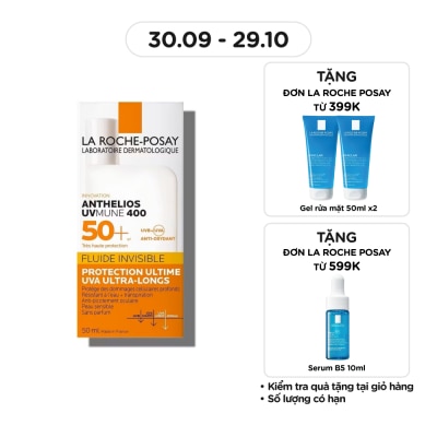 LA ROCHE POSAY Sữa Chống Nắng La Roche-Posay Mỏng Nhẹ Bảo Vệ Da Tối Ưu Anthelios UVMune 400 SPF50+ 50ml