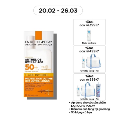 LA ROCHE POSAY Sữa Chống Nắng La Roche-Posay Mỏng Nhẹ Bảo Vệ Da Tối Ưu Anthelios UVMune 400 SPF50+ 50ml