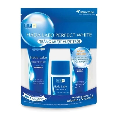 HADA LABO Bộ Hada Labo Dưỡng Trắng Perfect White Travel Kit (Kem Rửa Mặt 15g + Lotion 20g + Kem Dưỡng 12g)