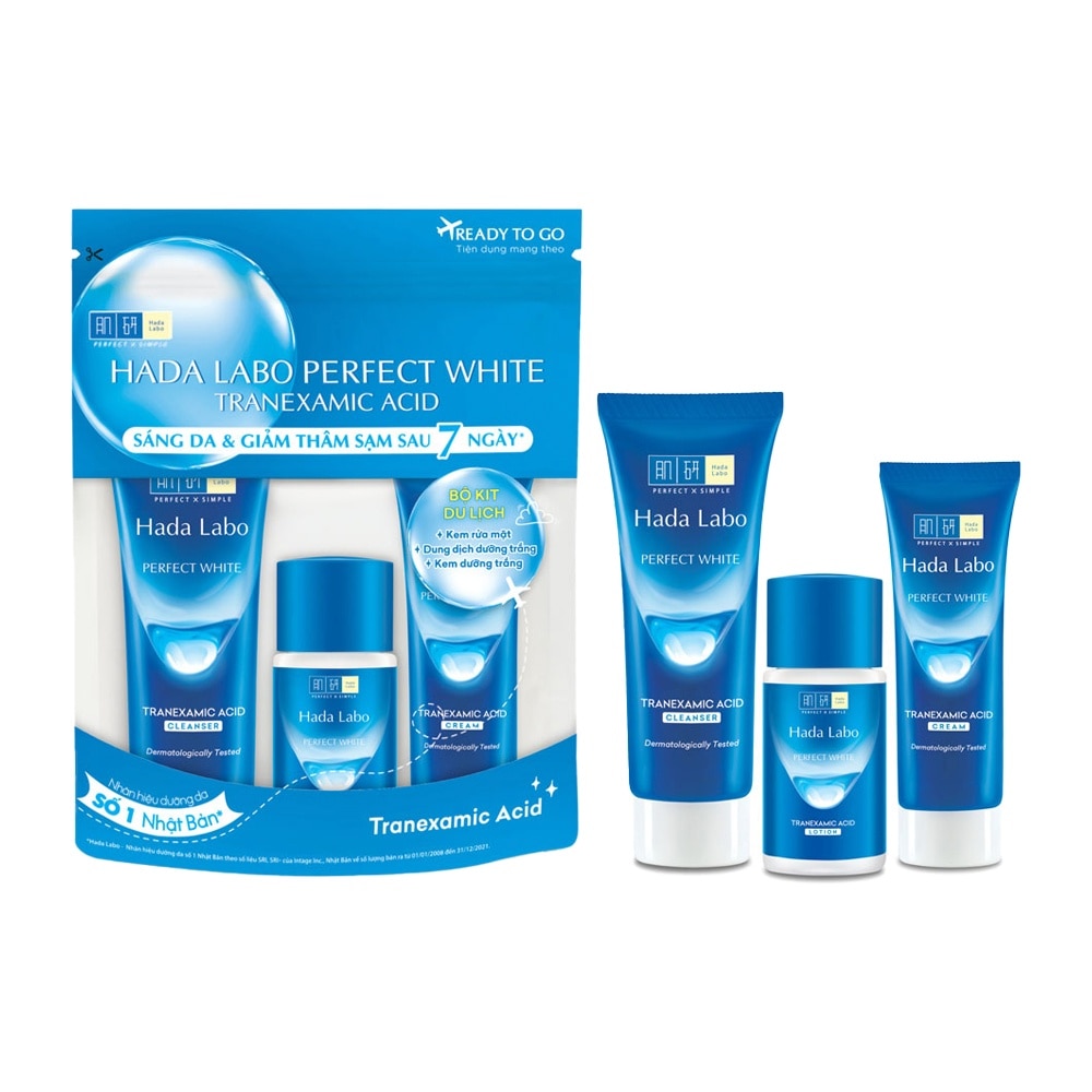 Perfect White Arbutin Travel Kit 47g (Cleanser 20g + Lotion 20g + Cream 15g)