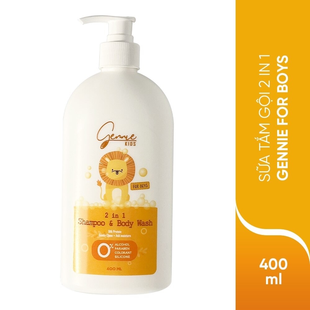Dầu Tắm Gội Toàn Thân Gennie Kids 2in1 Cho Bé Trai 400ml