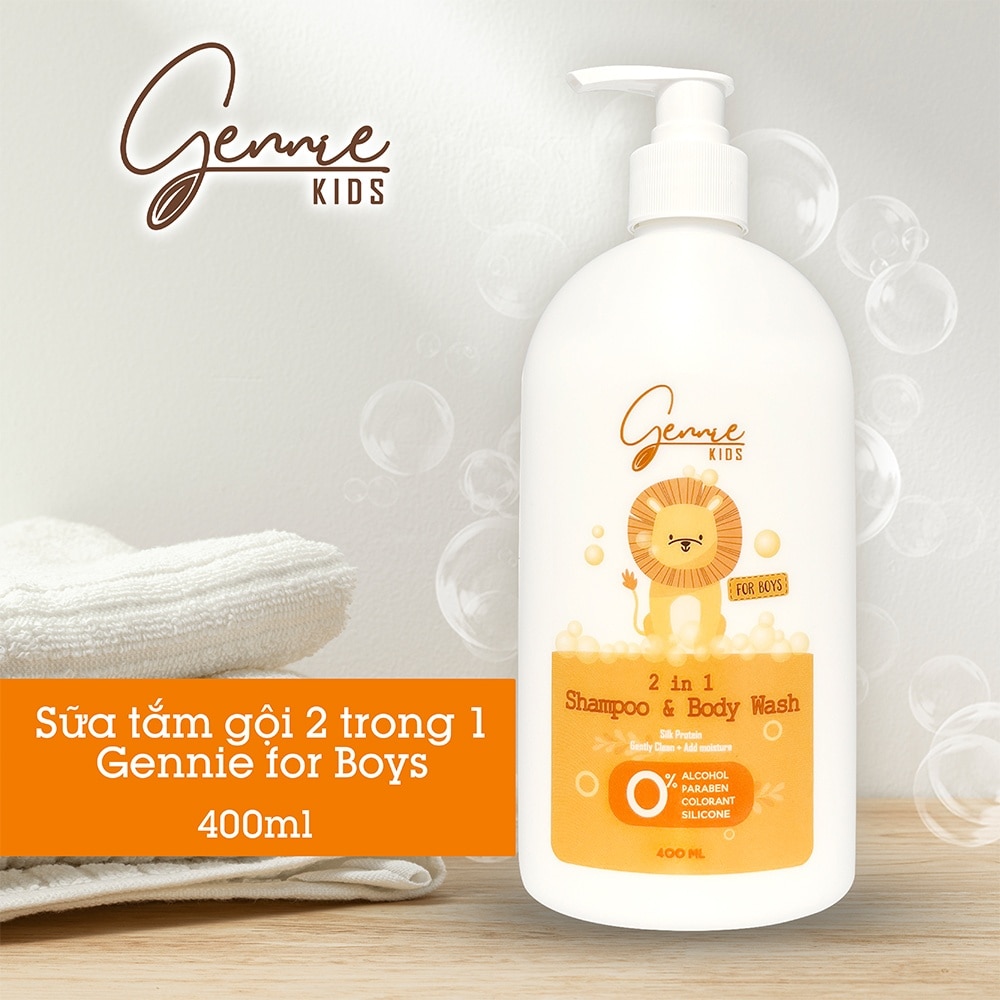 Dầu Tắm Gội Toàn Thân Gennie Kids 2in1 Cho Bé Trai 400ml