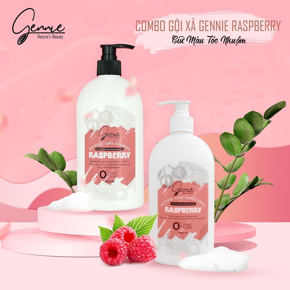 Dầu Gội Gennie Natural Care Chiết Xuất Raspberry Dành Cho Tóc Nhuộm Và Tóc Highlight 400ml