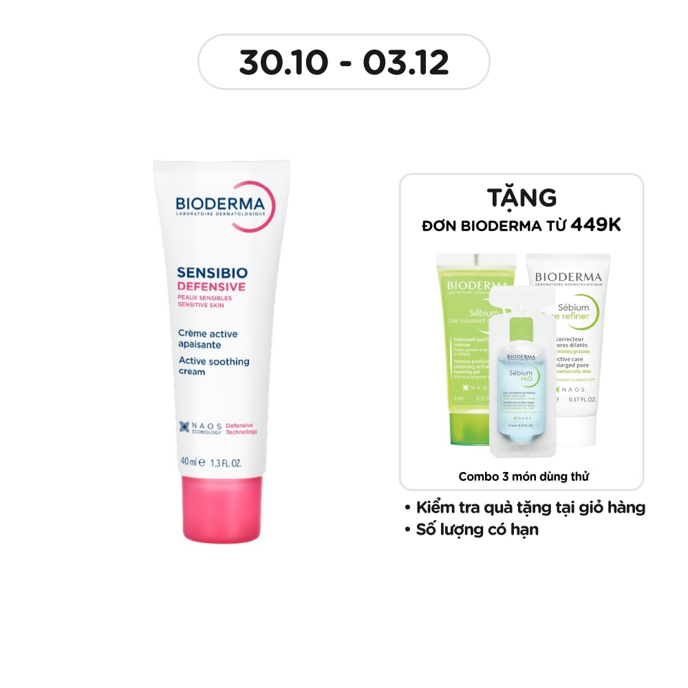Kem Dưỡng Ẩm Bioderma Làm Dịu Dành Cho Da Nhạy Cảm Sensibio Defensive 40ml