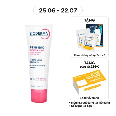 BIODERMA - Kem Dưỡng Ẩm Bioderma Làm Dịu Dành Cho Da Nhạy Cảm Sensibio Defensive 40ml