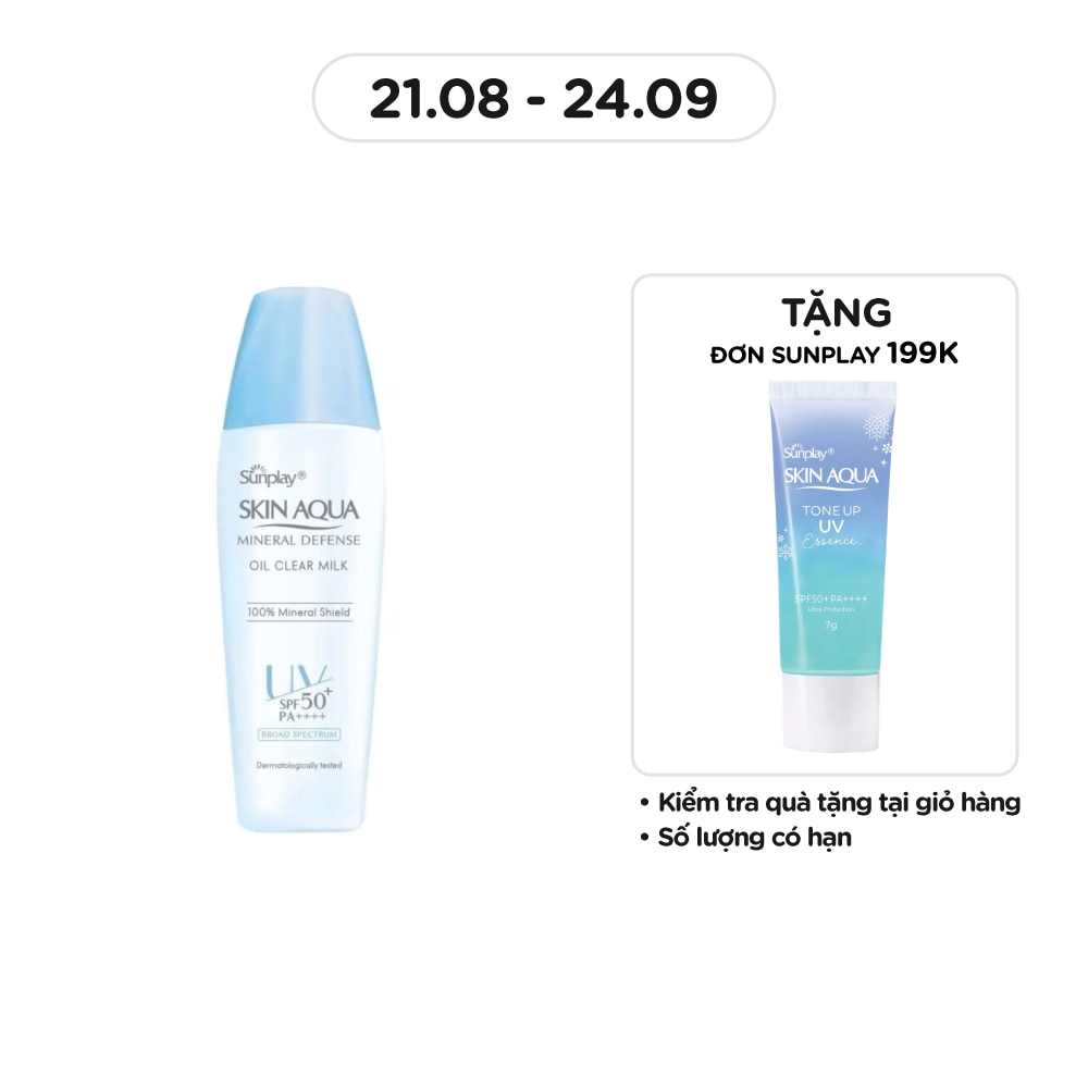 Sữa Chống Nắng Vật Lý Sunplay Skin Aqua Giảm Dầu Mineral Defense Oil Clear Milk SPF50+ PA++++ 25g