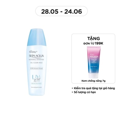 SUNPLAY - Sữa Chống Nắng Vật Lý Sunplay Skin Aqua Giảm Dầu Mineral Defense Oil Clear Milk SPF50+ PA++++ 25g