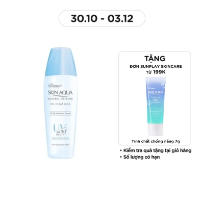 SUNPLAY Sữa Chống Nắng Vật Lý Sunplay Skin Aqua Giảm Dầu Mineral Defense Oil Clear Milk SPF50+ PA++++ 25g