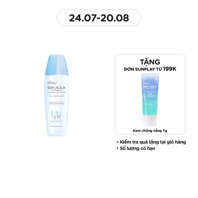 SUNPLAY Sữa Chống Nắng Vật Lý Sunplay Skin Aqua Giảm Dầu Mineral Defense Oil Clear Milk SPF50+ PA++++ 25g