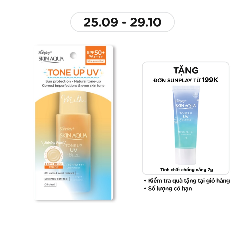 Sữa Chống Nắng Sunplay Skin Aqua Hiệu Chỉnh Sắc Da Tone Up UV Milk Latte Beige SPF50+ PA++++ 50g