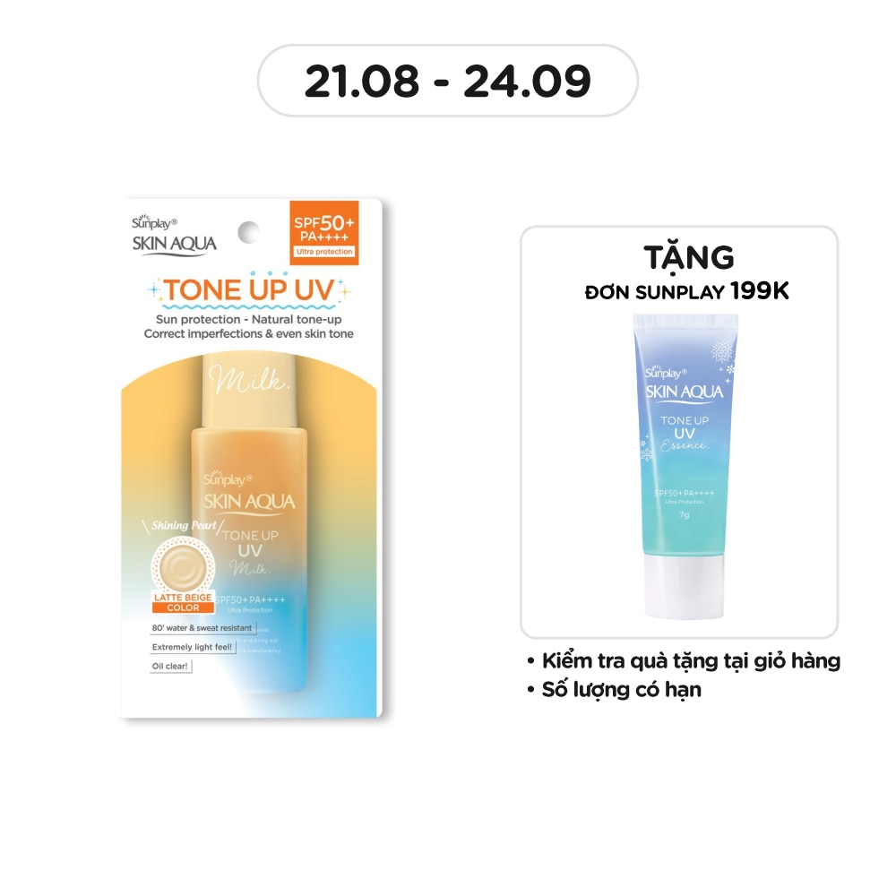 Sữa Chống Nắng Sunplay Skin Aqua Hiệu Chỉnh Sắc Da Tone Up UV Milk Latte Beige SPF50+ PA++++ 50g