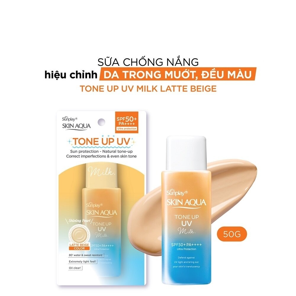 Sữa Chống Nắng Sunplay Skin Aqua Hiệu Chỉnh Sắc Da Tone Up UV Milk Latte Beige SPF50+ PA++++ 50g