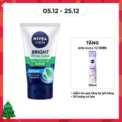 NIVEA Sữa Rửa Mặt Nivea Men Sạch Nhờn Mát Lạnh Hạt Mát Xa Bright 8H Oil Clear 100g