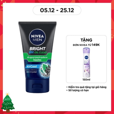 NIVEA Sữa Rửa Mặt Nivea Men Bùn Khoáng Sạch Nhờn Mát Lạnh Bright 8H Oil Clear 100g