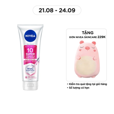 NIVEA Tinh Chất Dưỡng Thể Nivea Sáng Da Body Serum Extra Bright 10 Super Vitamin & Skin Foods Glow Perfection SPF15 170ml