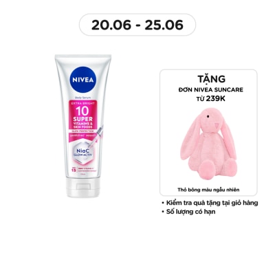 NIVEA Tinh Chất Dưỡng Thể Nivea Sáng Da Body Serum Extra Bright 10 Super Vitamin & Skin Foods Glow Perfection SPF15 170ml