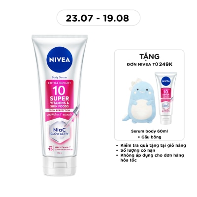 NIVEA - Tinh Chất Dưỡng Thể Nivea Sáng Da Body Serum Extra Bright 10 Super Vitamin & Skin Foods Glow Perfection SPF15 170ml image