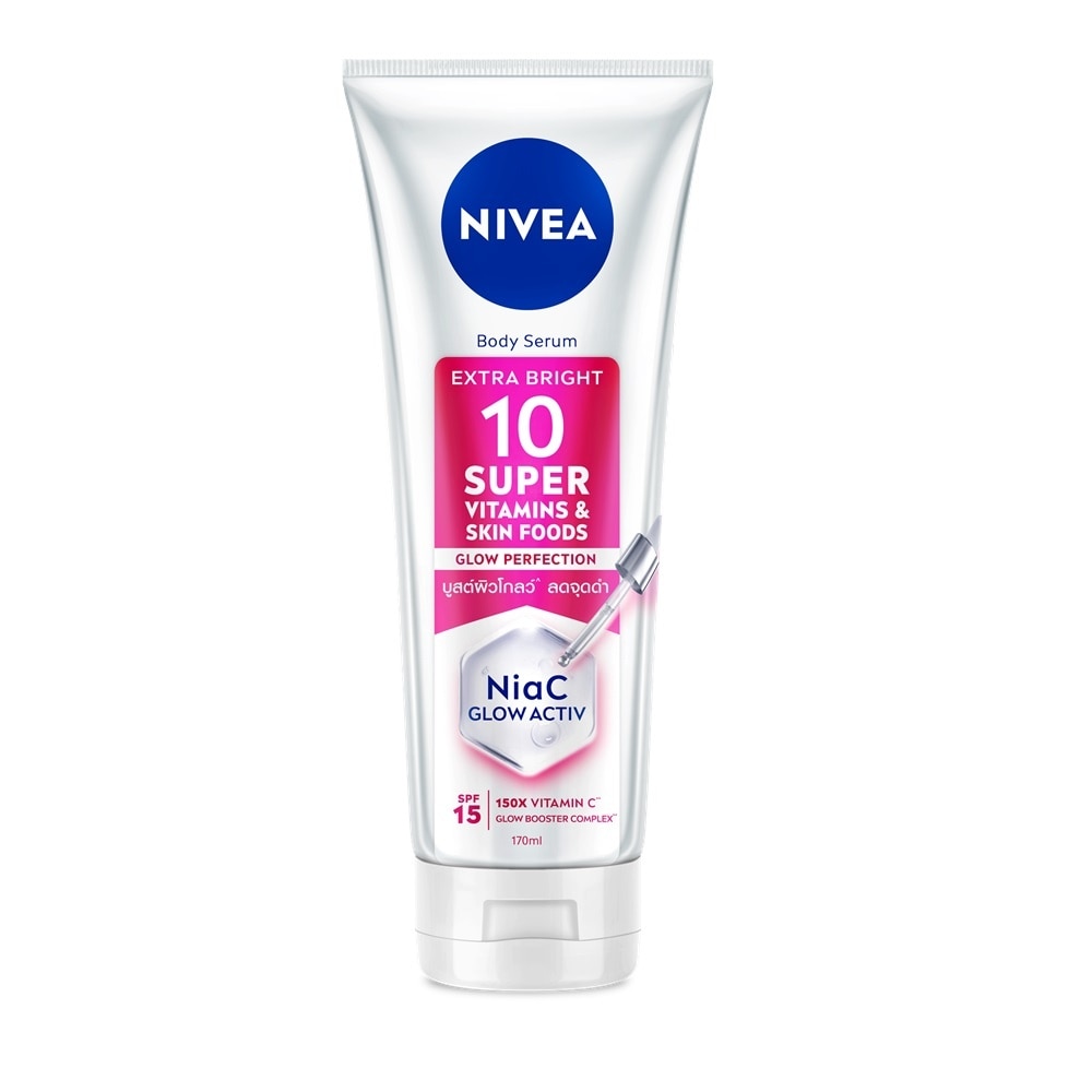 Tinh Chất Dưỡng Thể Nivea Sáng Da Body Serum Extra Bright 10 Super Vitamin & Skin Foods Glow Perfection SPF15 170ml