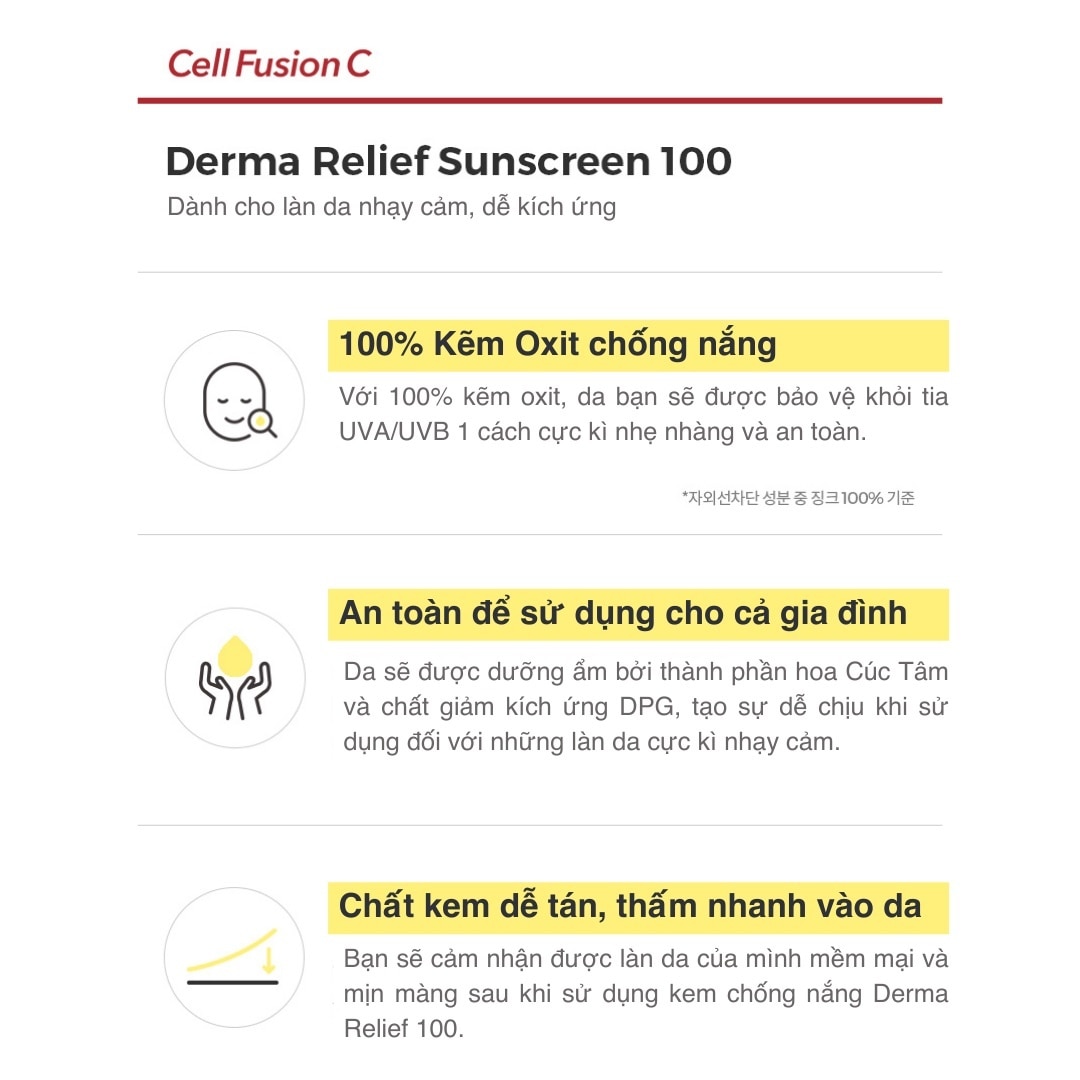 Kem Chống Nắng Cell Fusion C Cho Mọi Loại Da Derma Relief Suncreen 100 SPF 50+/PA++++ 50ml